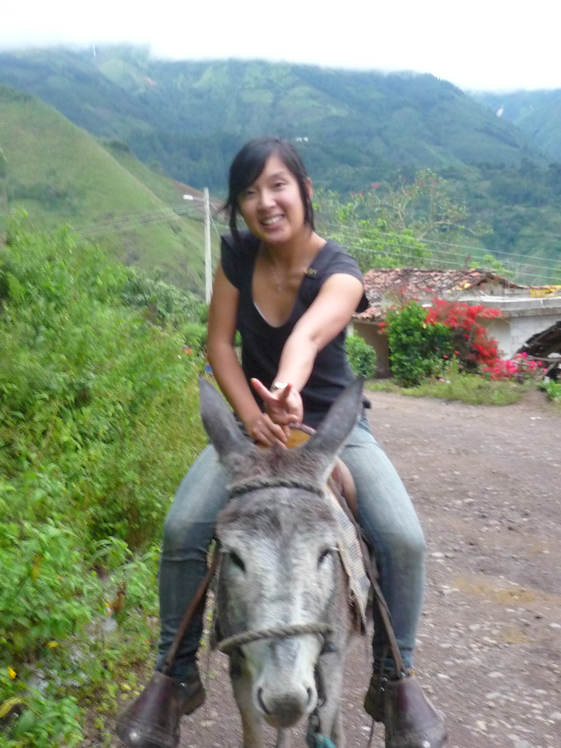 On a donkey in El Airo, Ecuador.
