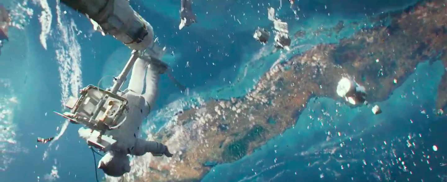 Re-entry. Still from the movie Gravity.